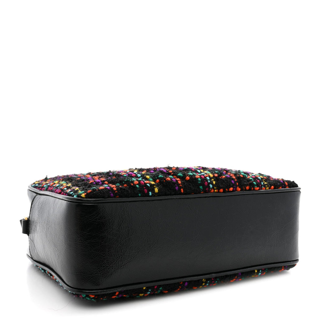 Tweed Calfskin Monogram Lou Camera Bag Black
