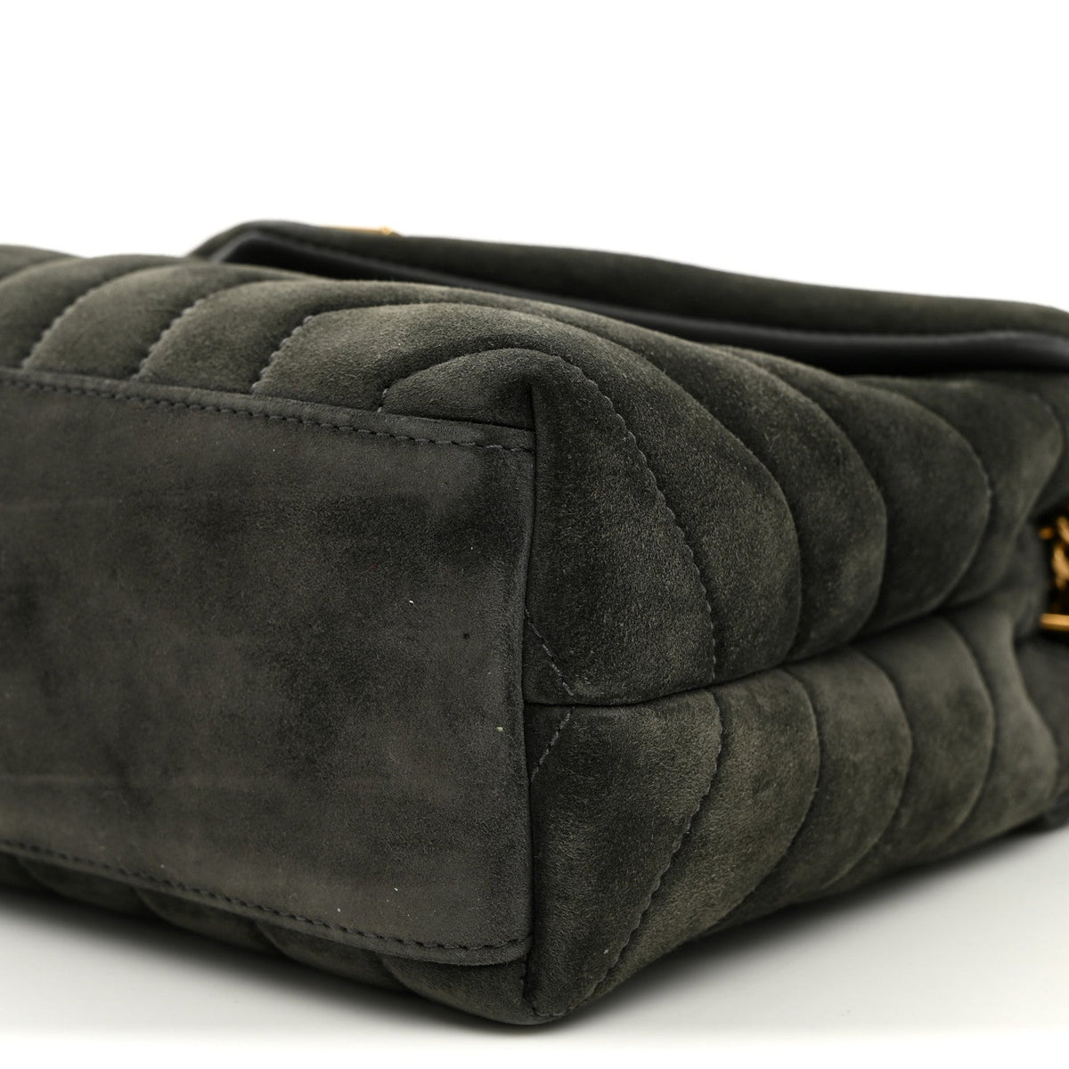Suede Calfskin Y Quilted Monogram Small Loulou Chain Satchel Storm