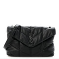 Lambskin Quilted Toy Loulou Puffer Monogram Monochrome Chain Satchel Black