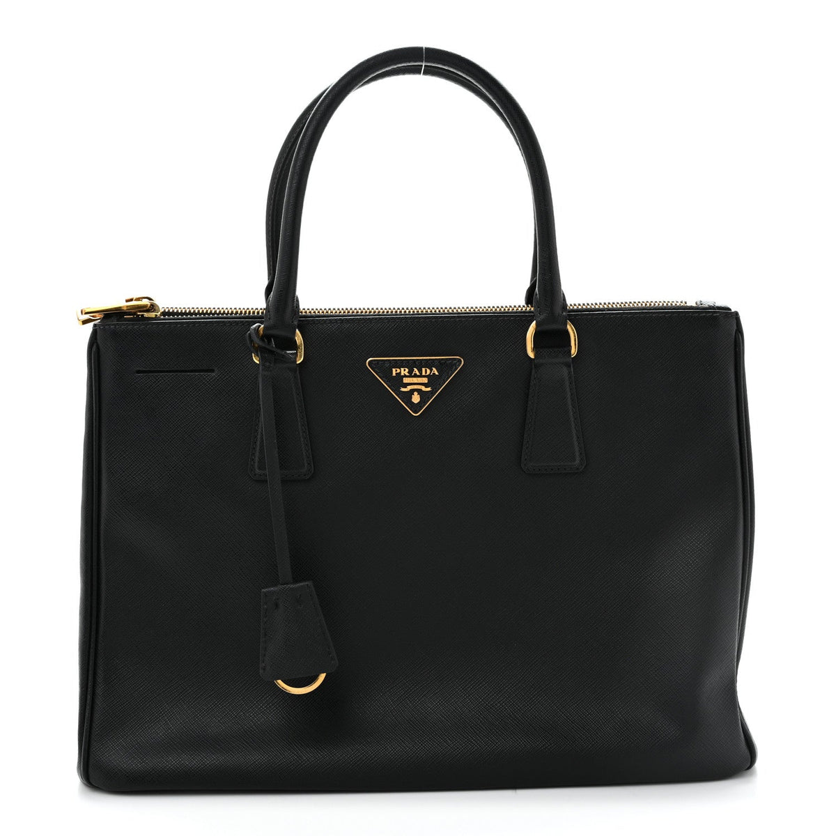 Saffiano Lux Large Galleria Double Zip Tote Black