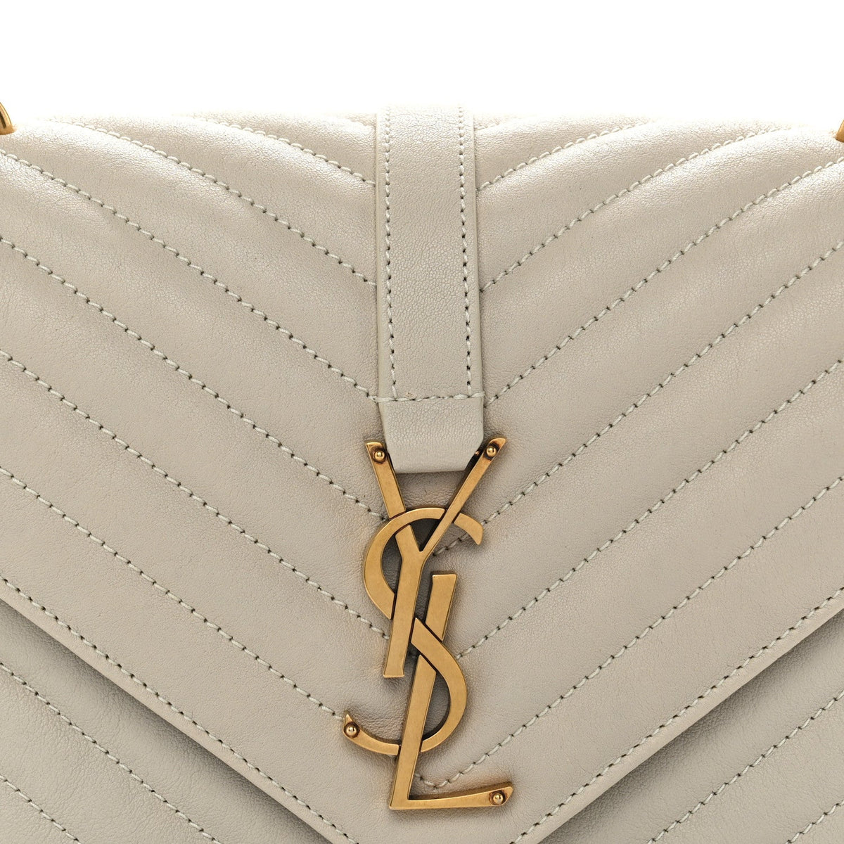 Sheepskin Matelasse Chevron Monogram Medium College Bag Crema Soft
