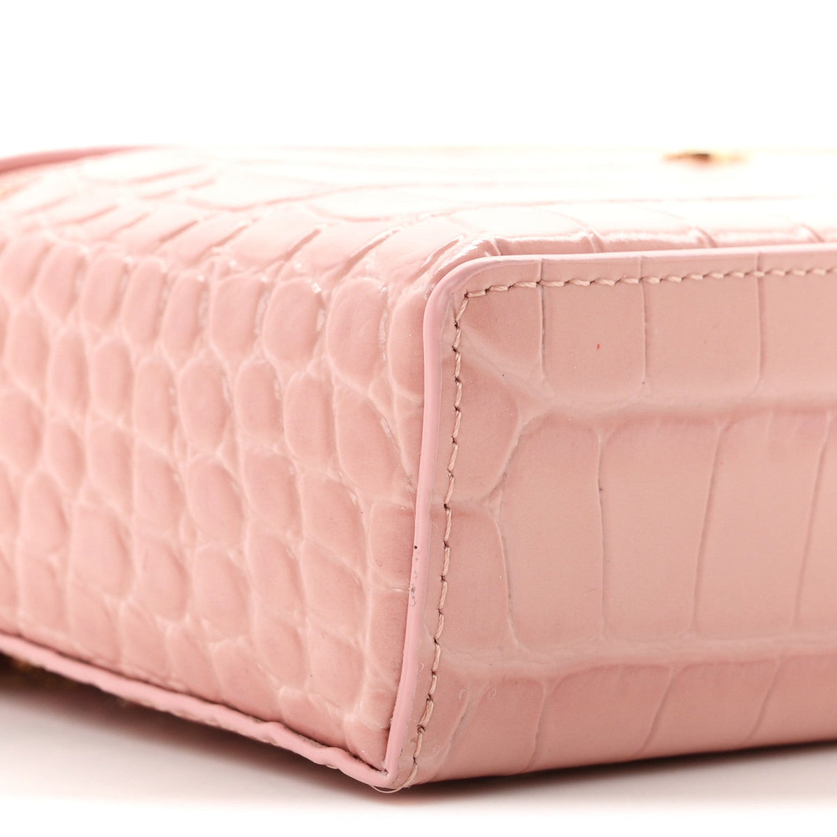 Calfskin Crocodile Embossed Crococo Exoticoco Vanity With Chain Light Pink