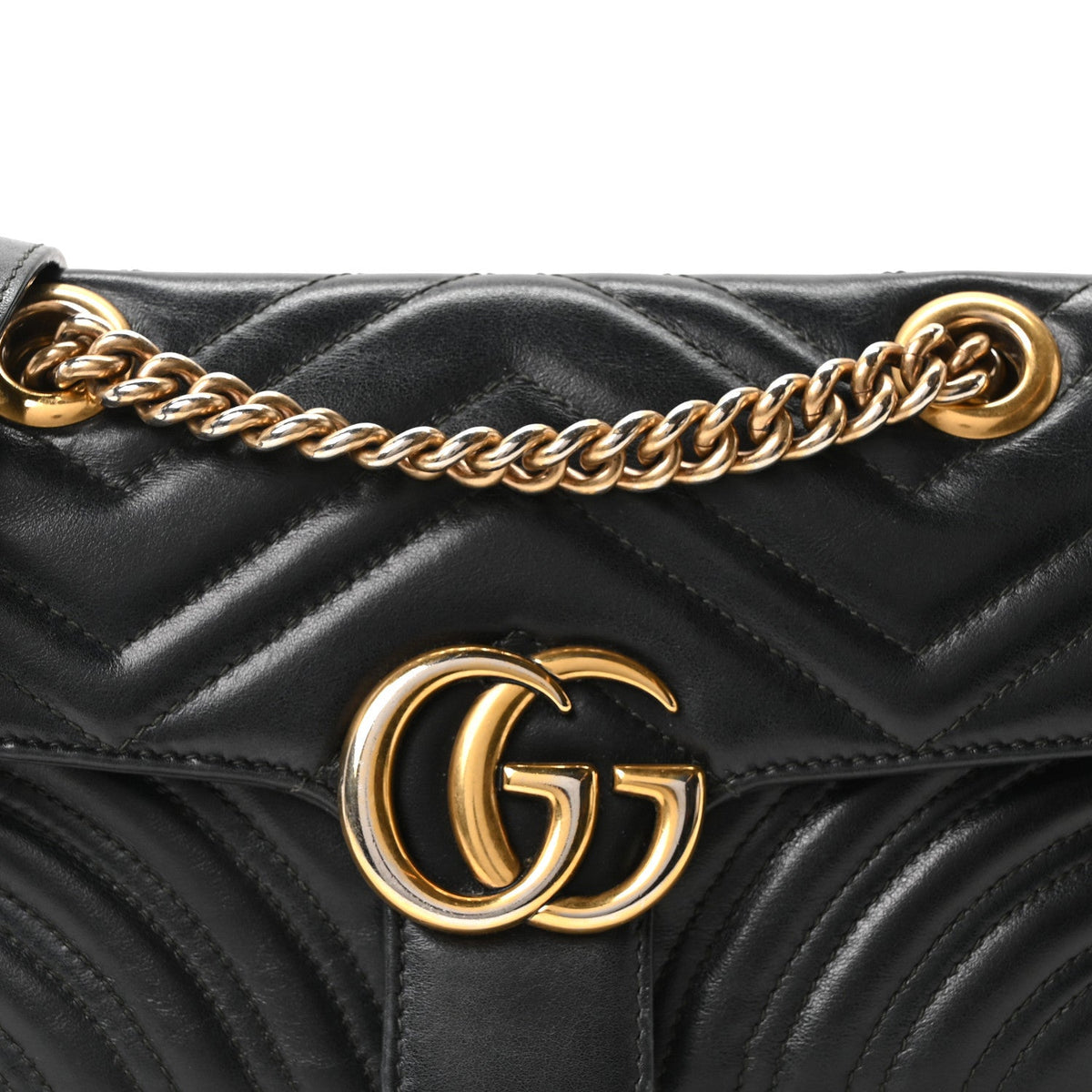 Calfskin Matelasse Mini GG Marmont Shoulder Bag Black