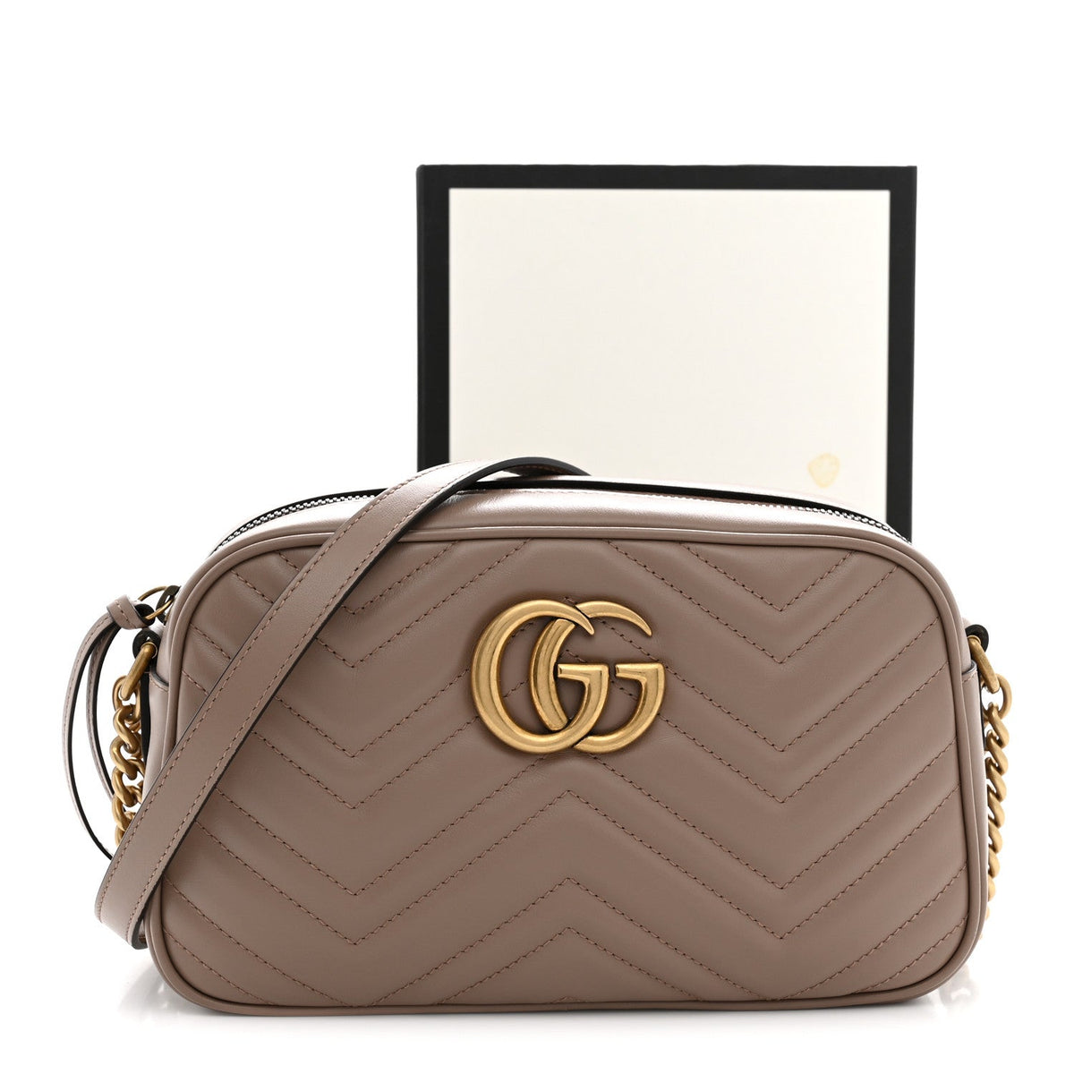 Calfskin Matelasse Small GG Marmont Chain Shoulder Bag Porcelain Rose
