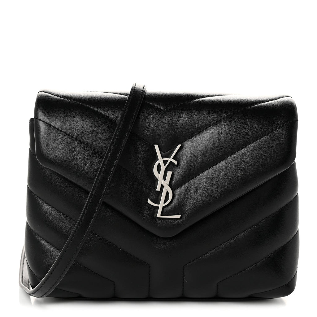 Calfskin Y Quilted Monogram Toy Loulou Crossbody Bag Black