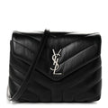 Calfskin Y Quilted Monogram Toy Loulou Crossbody Bag Black