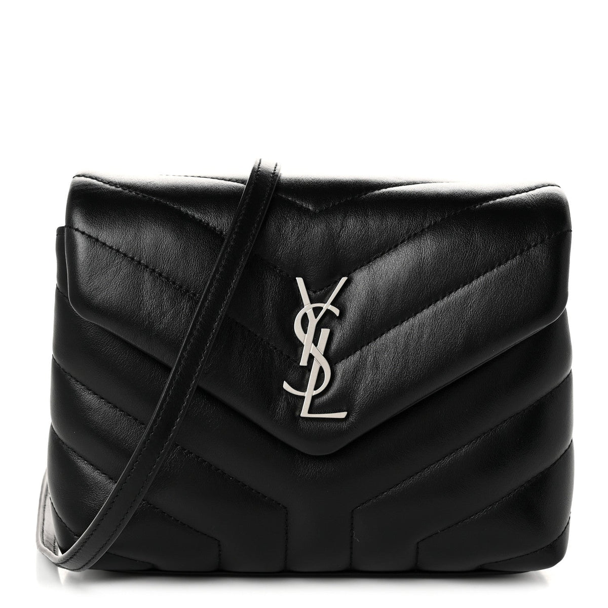 Calfskin Y Quilted Monogram Toy Loulou Crossbody Bag Black