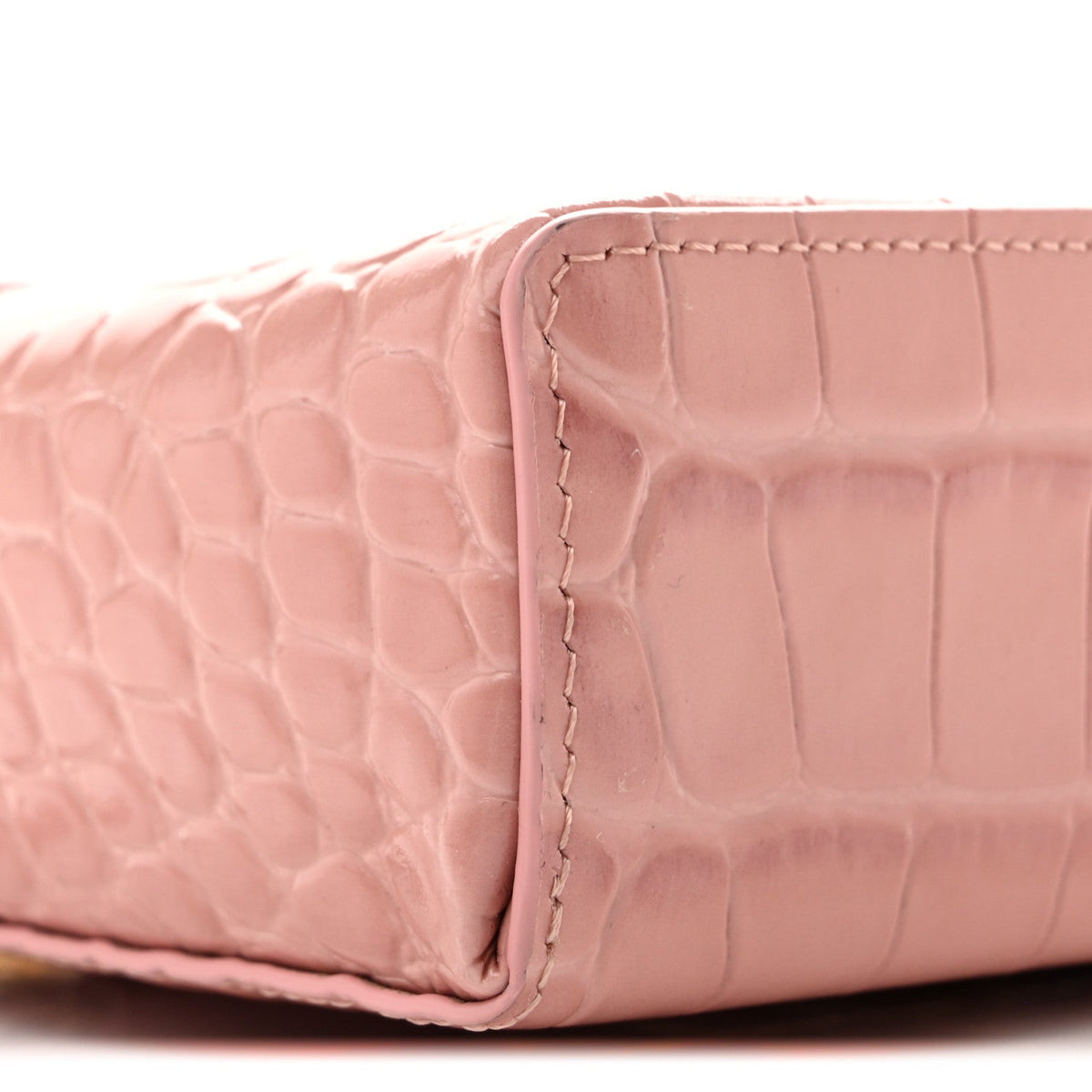 Calfskin Crocodile Embossed Crococo Exoticoco Vanity With Chain Light Pink