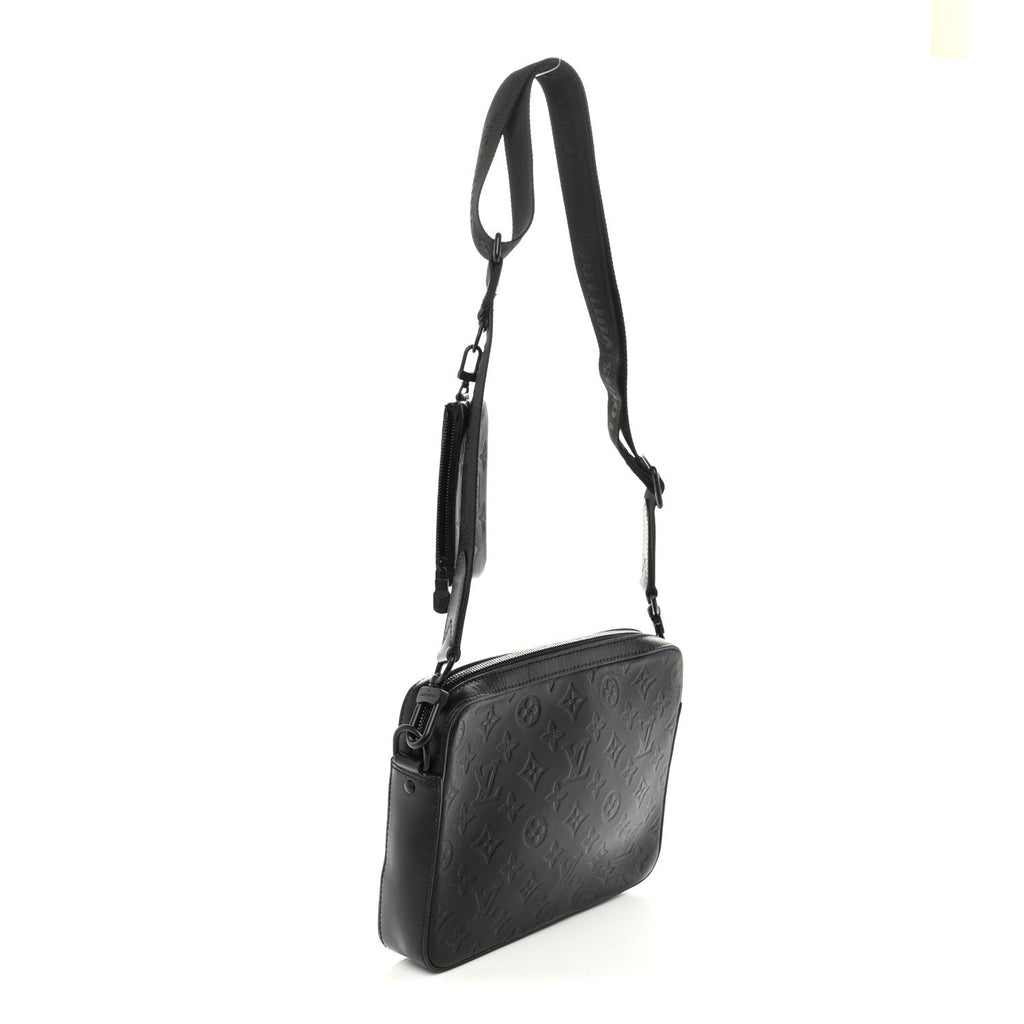 Calfskin Monogram Shadow Duo Messenger Black