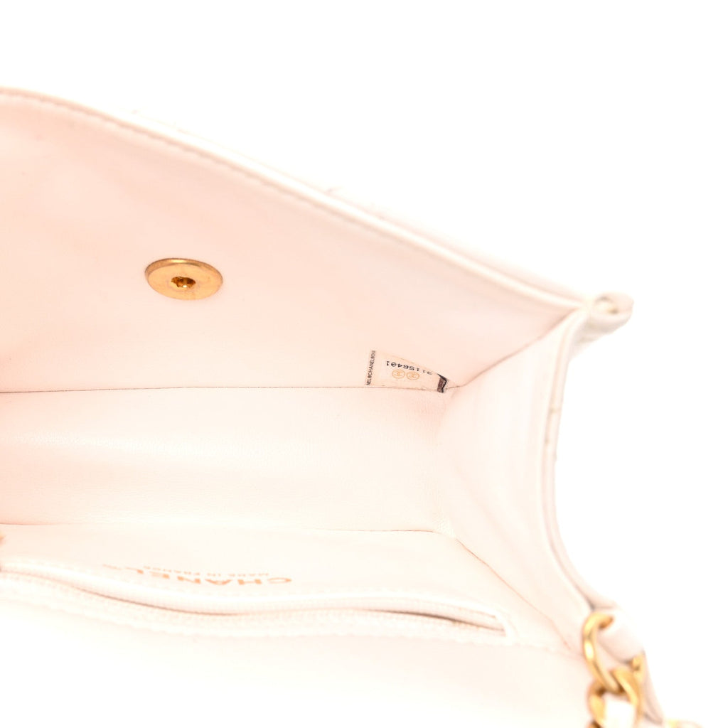 Caviar Quilted Mini Sweet Classic Flap White