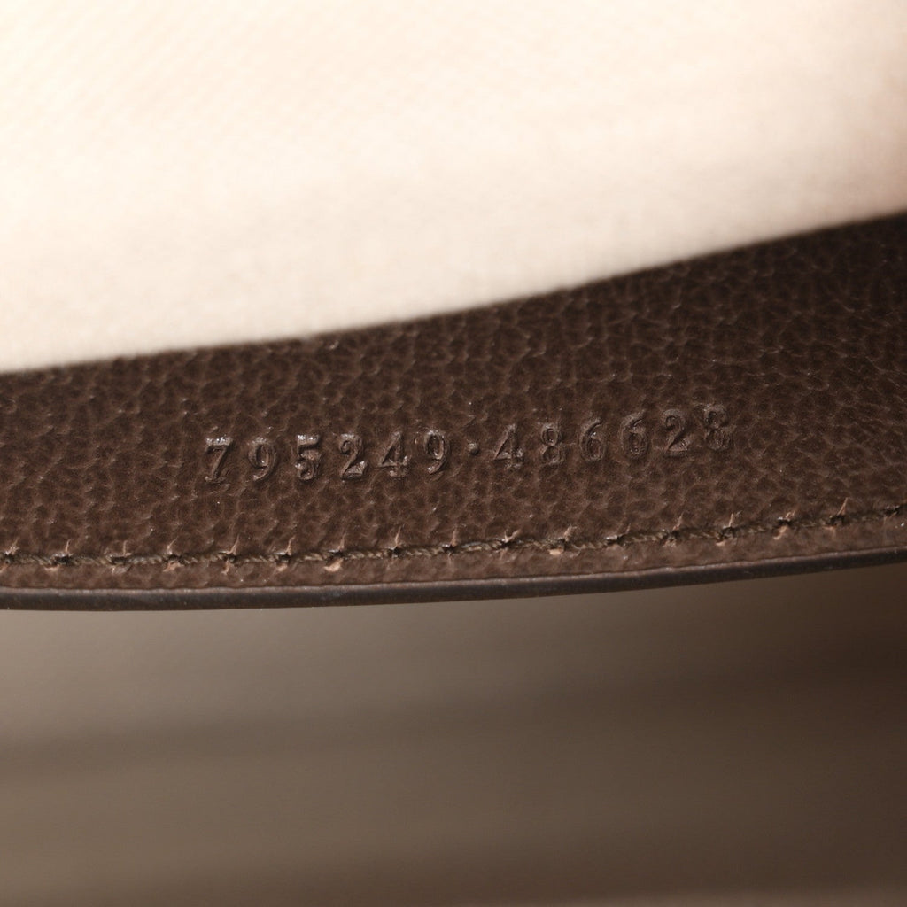 GG Supreme Monogram Textured Dollar Calfskin Web Medium Ophidia Top Handle Bowler Bag Beige Ebony New Acero