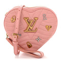 Calfskin Embellished New Wave Love Lock Heart Bag Rose Pomettes