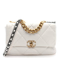 Lambskin Quilted Large Chanel 19 Flap White