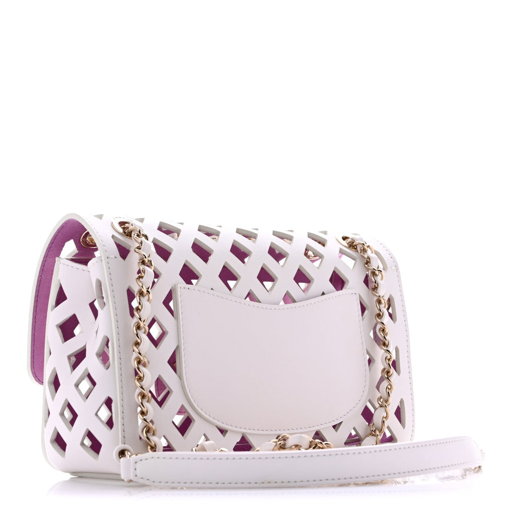 Lambskin Small Sea Through Flap White Multicolor