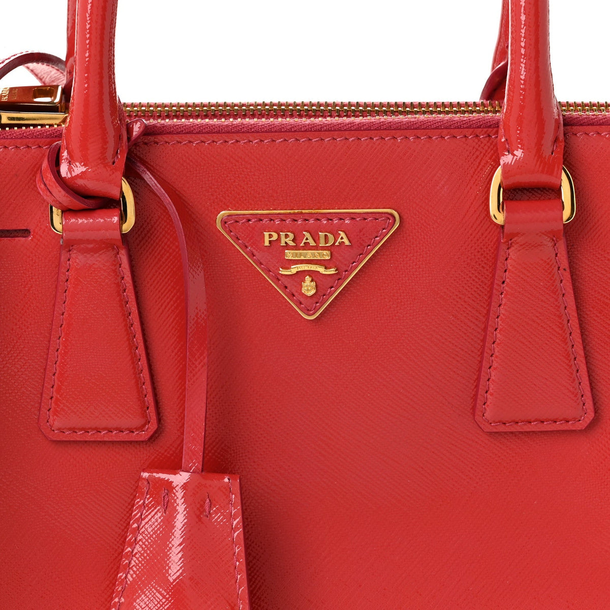Saffiano Vernice Small Galleria Double Zip Tote Peonia