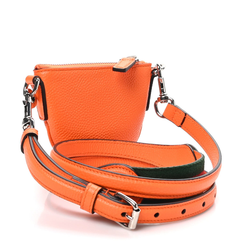 Pebbled Calfskin Mini B Shoulder Bag Orange