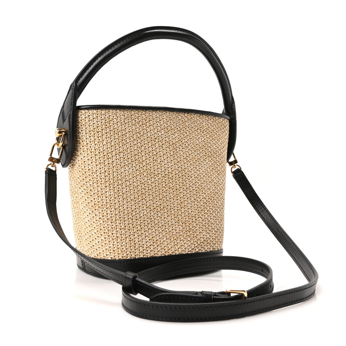 Raffia Petit Bucket Black