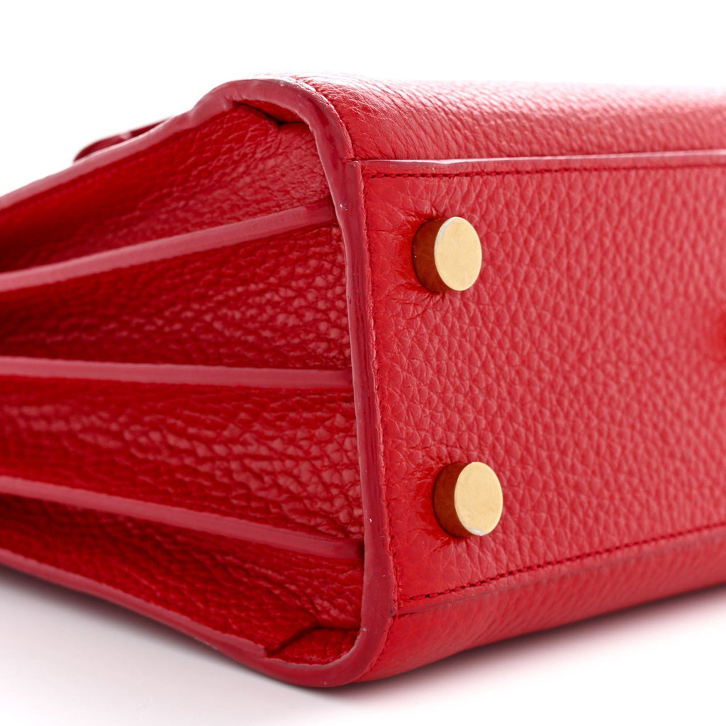 Grained Calfskin Nano Sac De Jour Lipstick Red