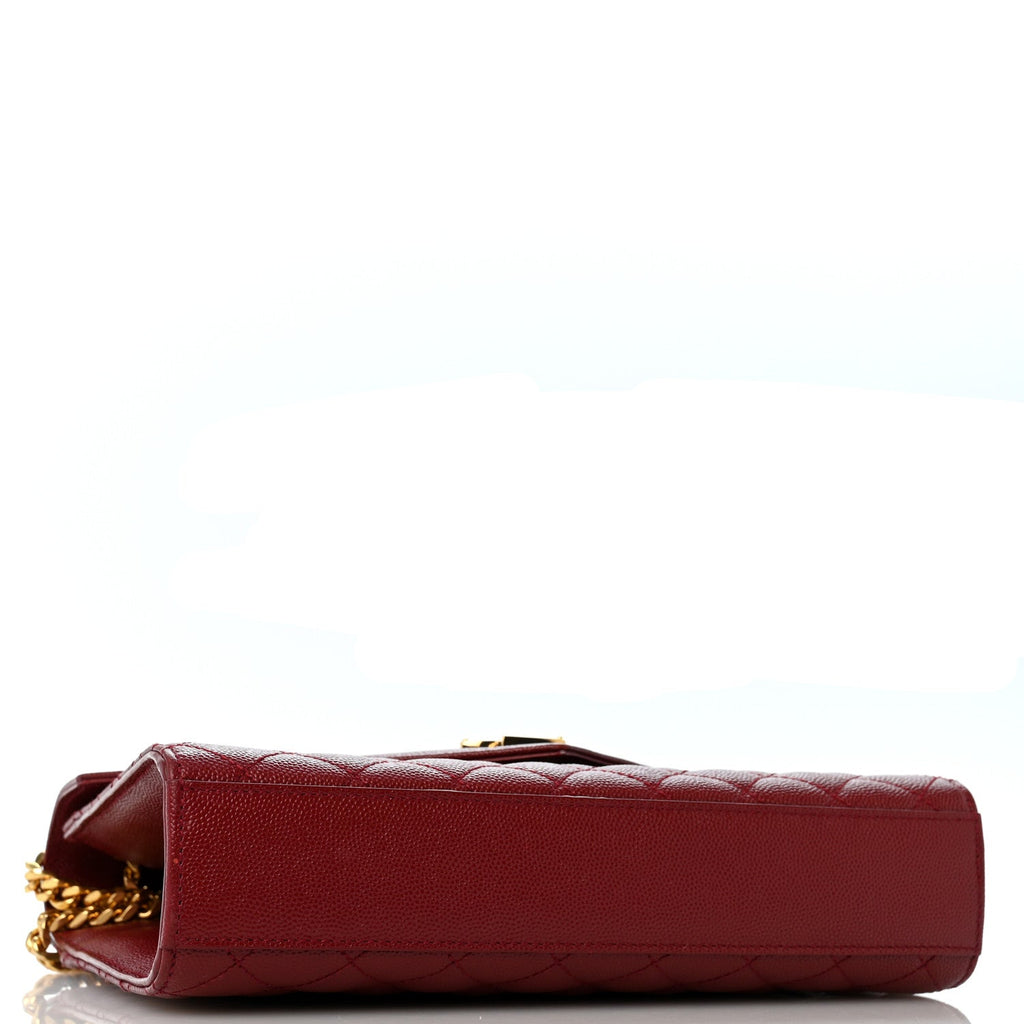 Grain De Poudre Textured Mixed Matelasse Triquilt Medium Monogram Satchel Oxblood
