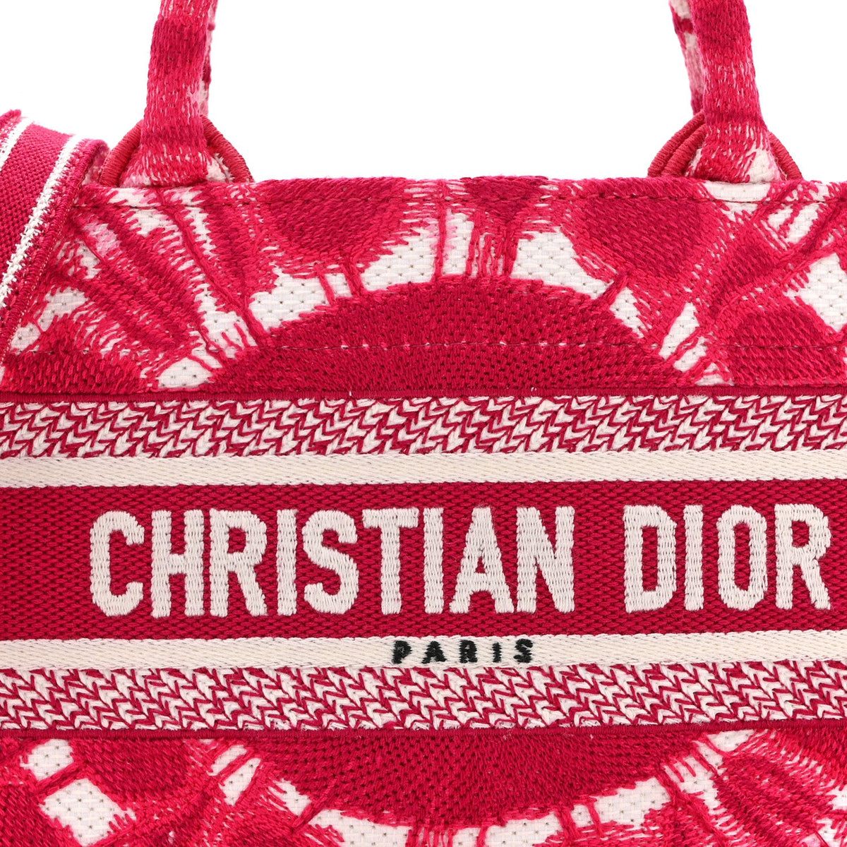 Canvas Embroidered Tie Dye Mini Book Tote With Strap  Pink