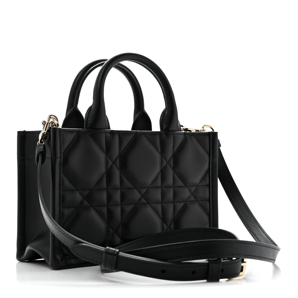 Calfskin Macrocannage Mini Book Tote Black