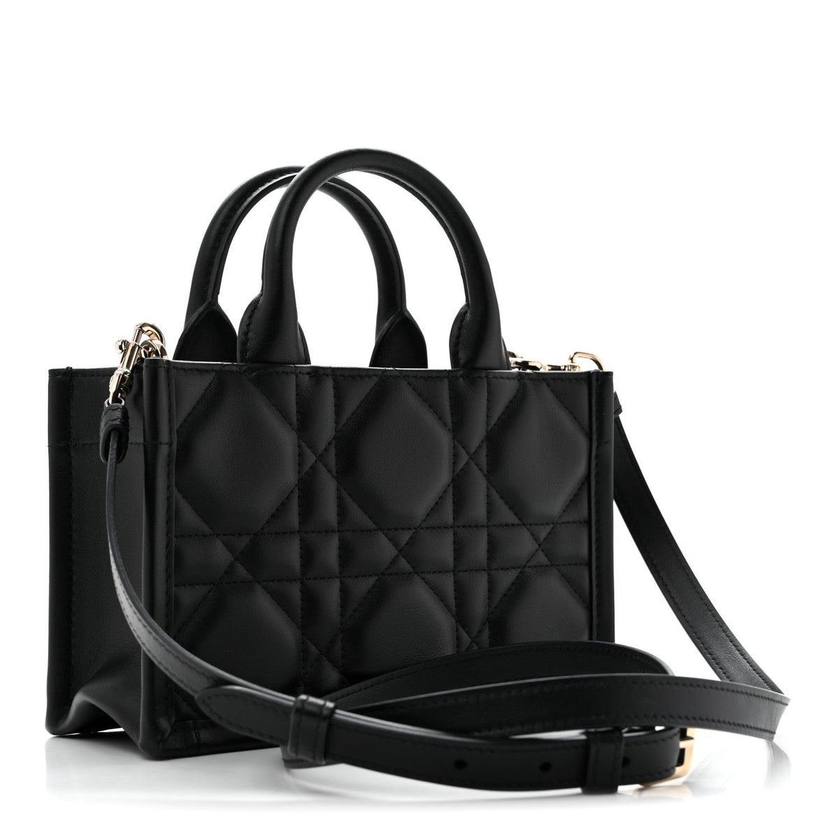 Calfskin Macrocannage Mini Book Tote Black