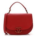 Shiny Calfskin Goatskin Quilted Small Coco Curve Messenger Flap Red