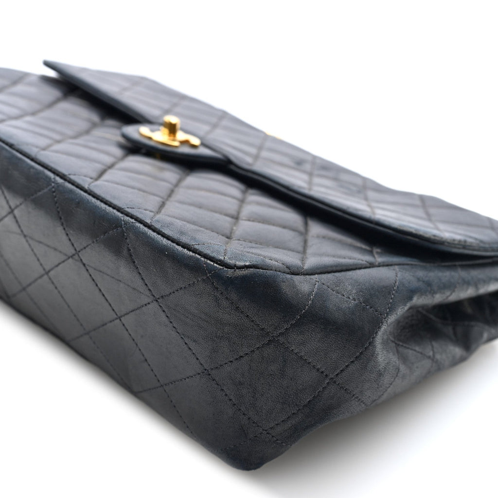 Lambskin Quilted Jumbo Single Flap Black