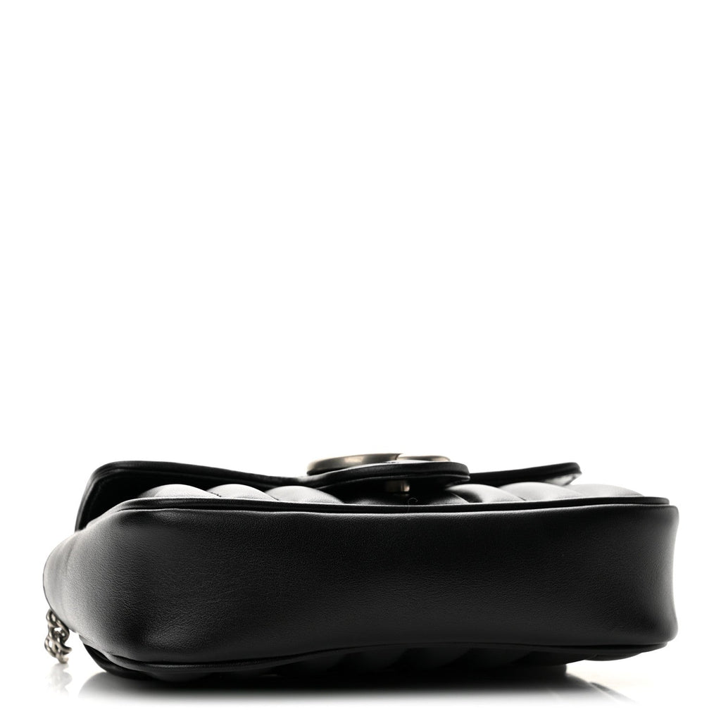 Calfskin Matelasse Aria Super Mini GG Marmont Shoulder Bag Black