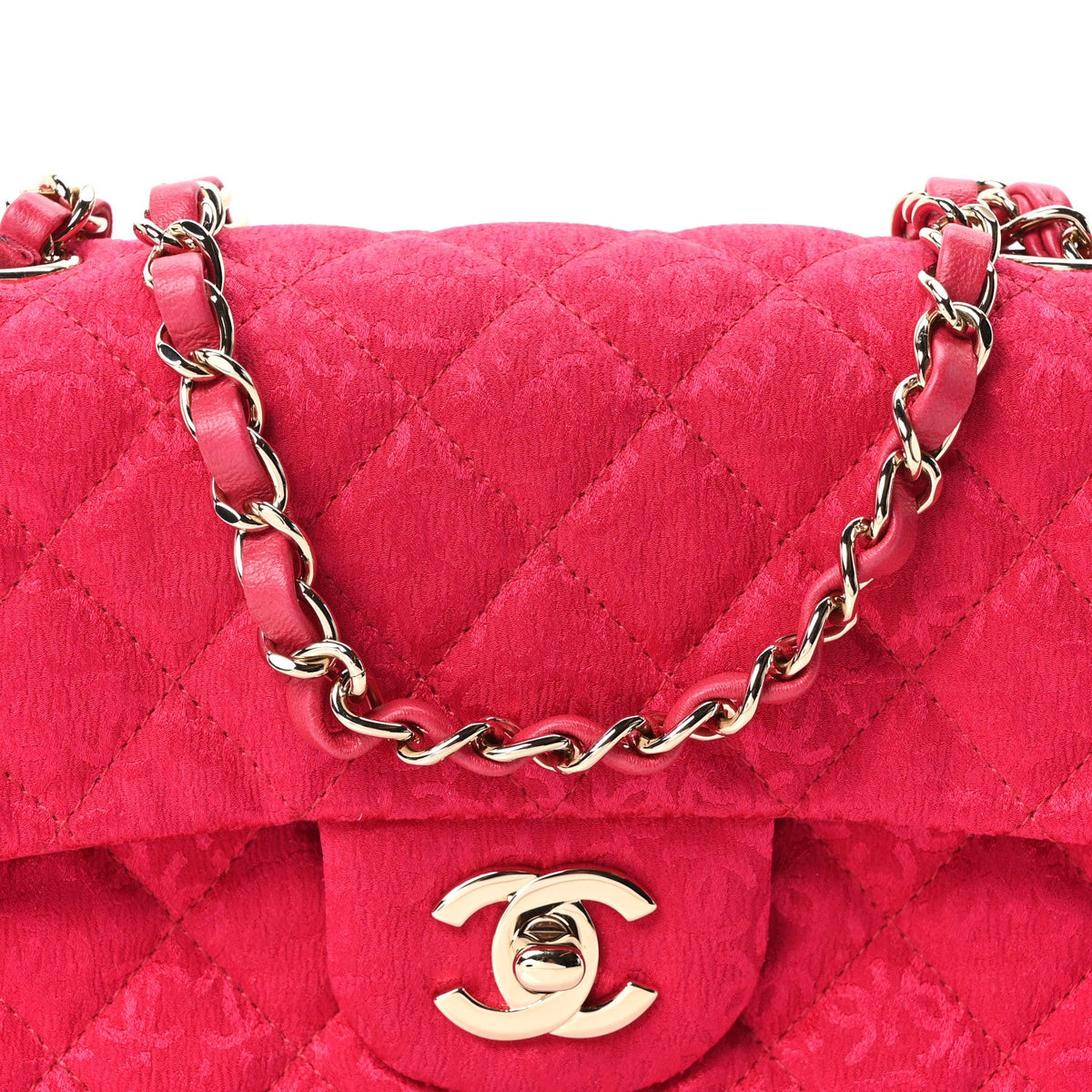 Satin Quilted CC Mini Rectangular Flap Dark Pink