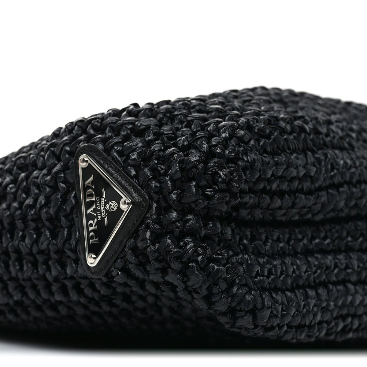 Yarn Raffia Effect Crochet Small Logo Tote Black