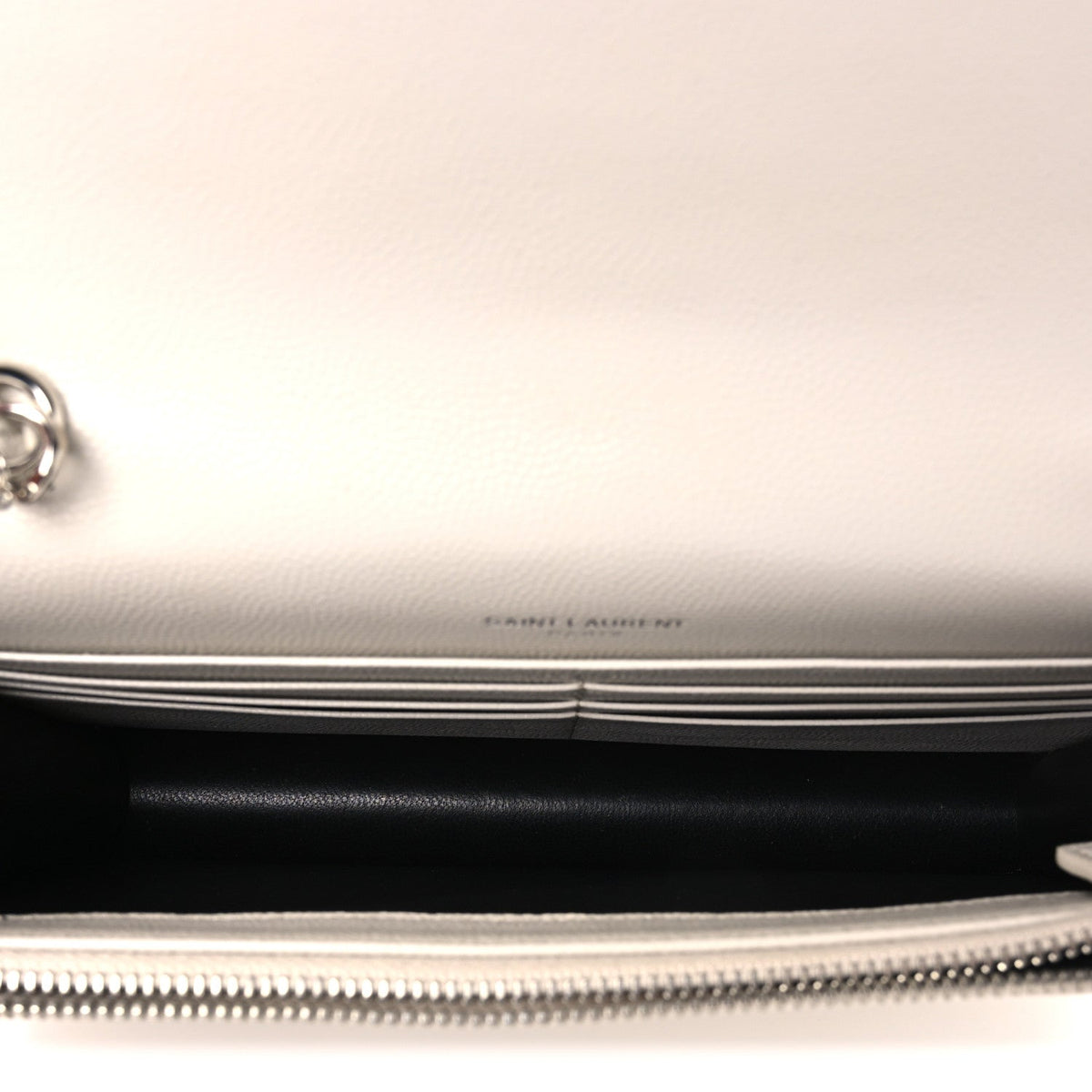 Grain De Poudre Matelasse Chevron Monogram Envelope Chain Wallet Optical White