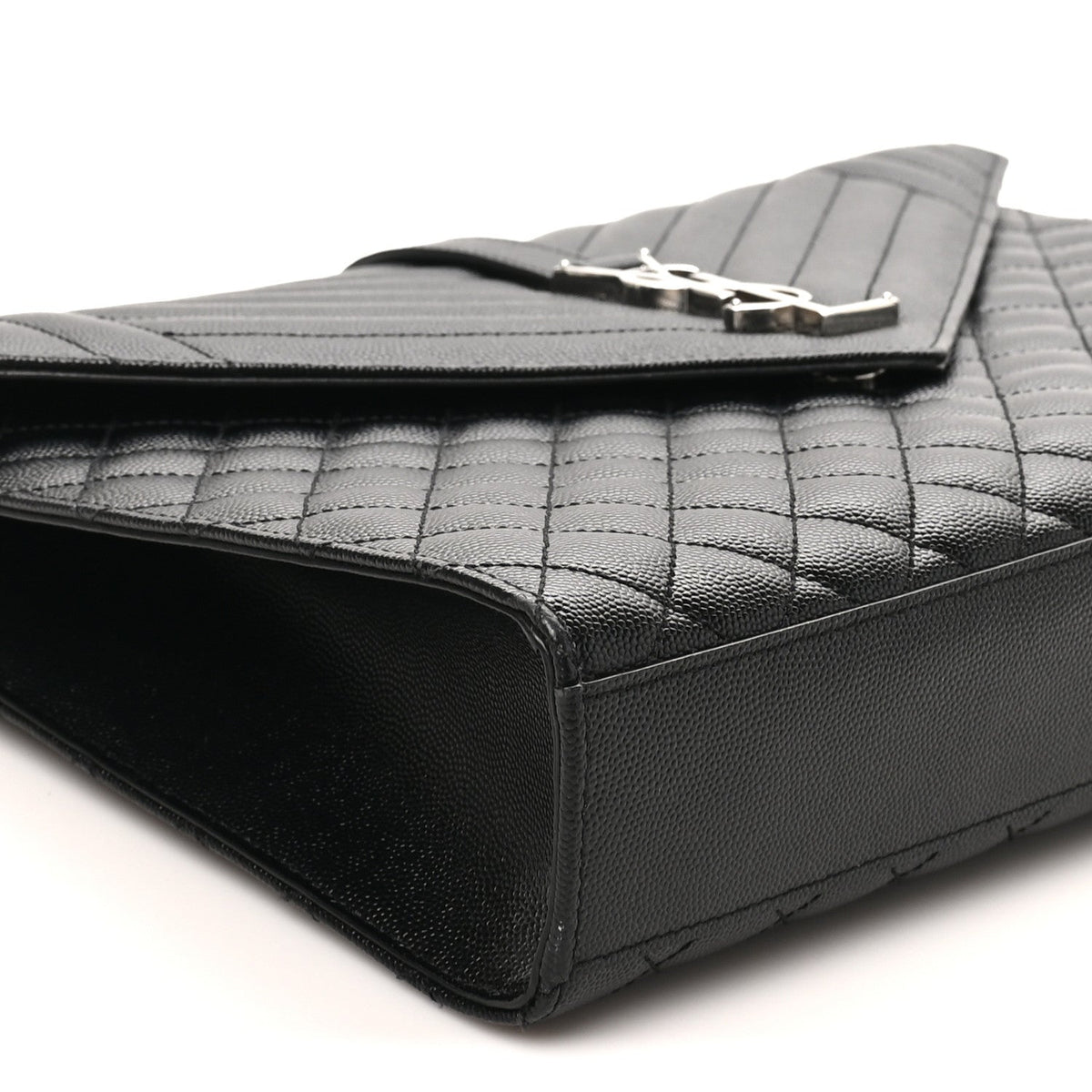Grain De Poudre Textured Mixed Matelasse Large Triquilt Monogram Satchel Black