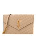 Grain De Poudre Matelasse Chevron Monogram Envelope Chain Wallet Nude Powder
