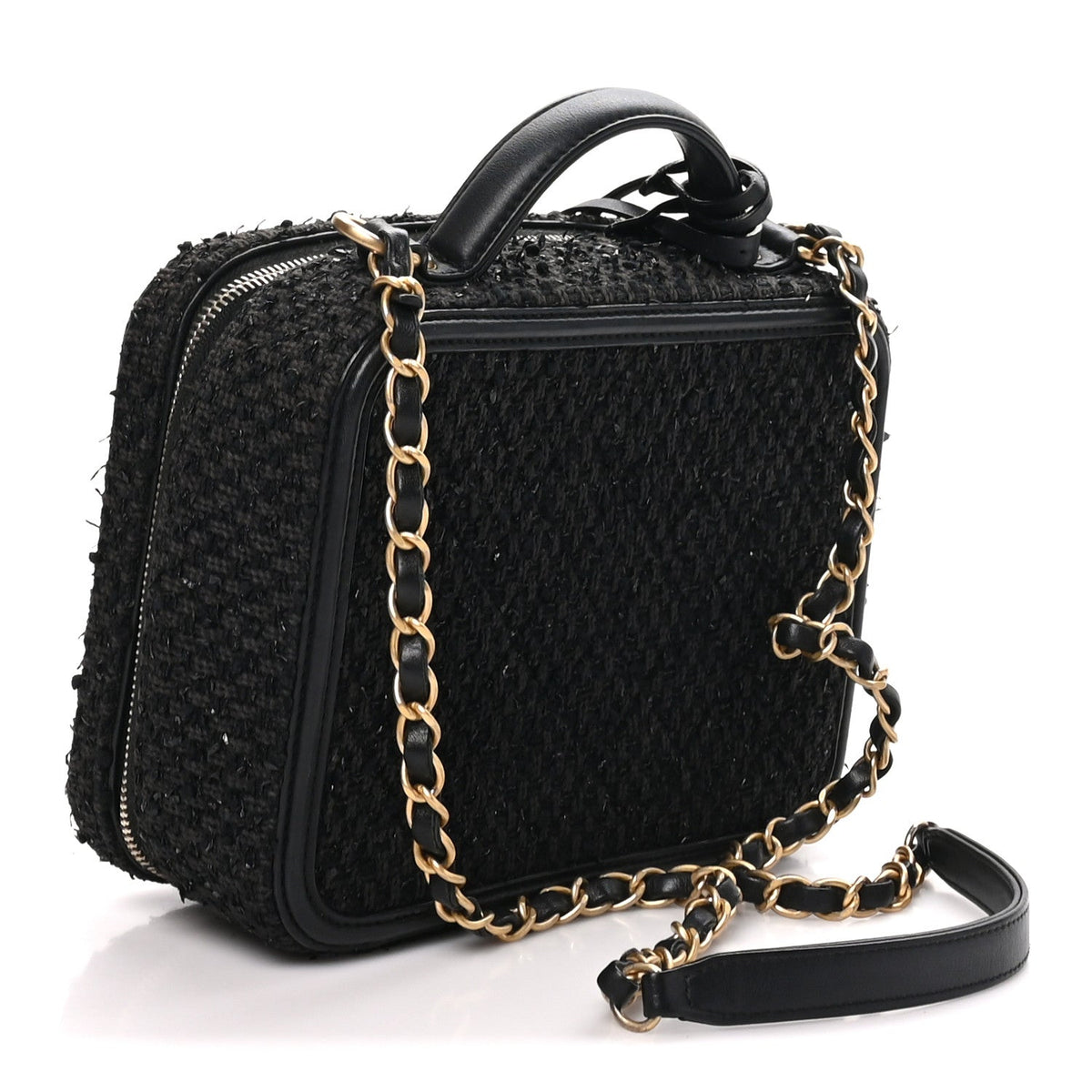 Tweed Quilted Medium CC Filigree Vanity Case Black