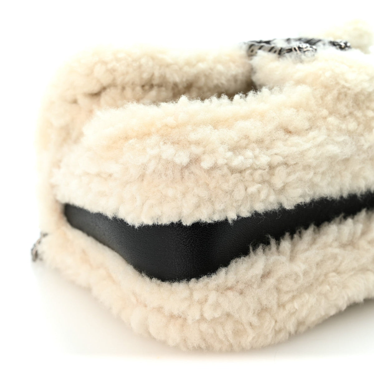 Sakai Be Green Calfskin Shearling Mini Dionysus Top Handle Bag Black