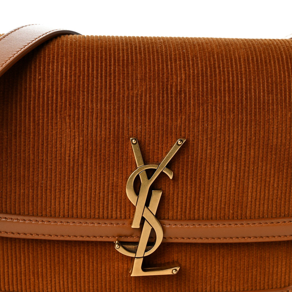 Courduroy Small Solferino Satchel Brown