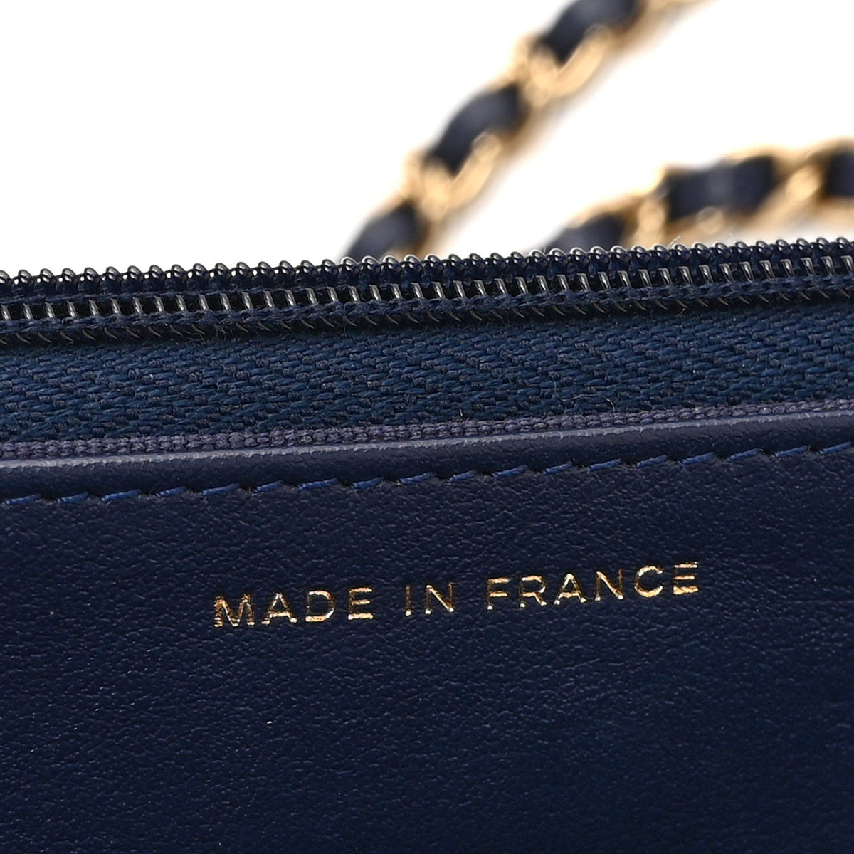 Caviar Quilted Wallet on Chain WOC Navy Blue