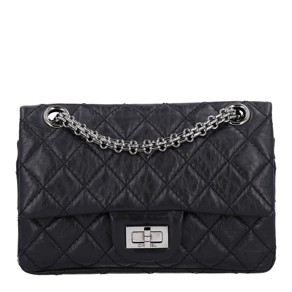Aged Calfskin Quilted 2.55 Reissue Mini Flap Black