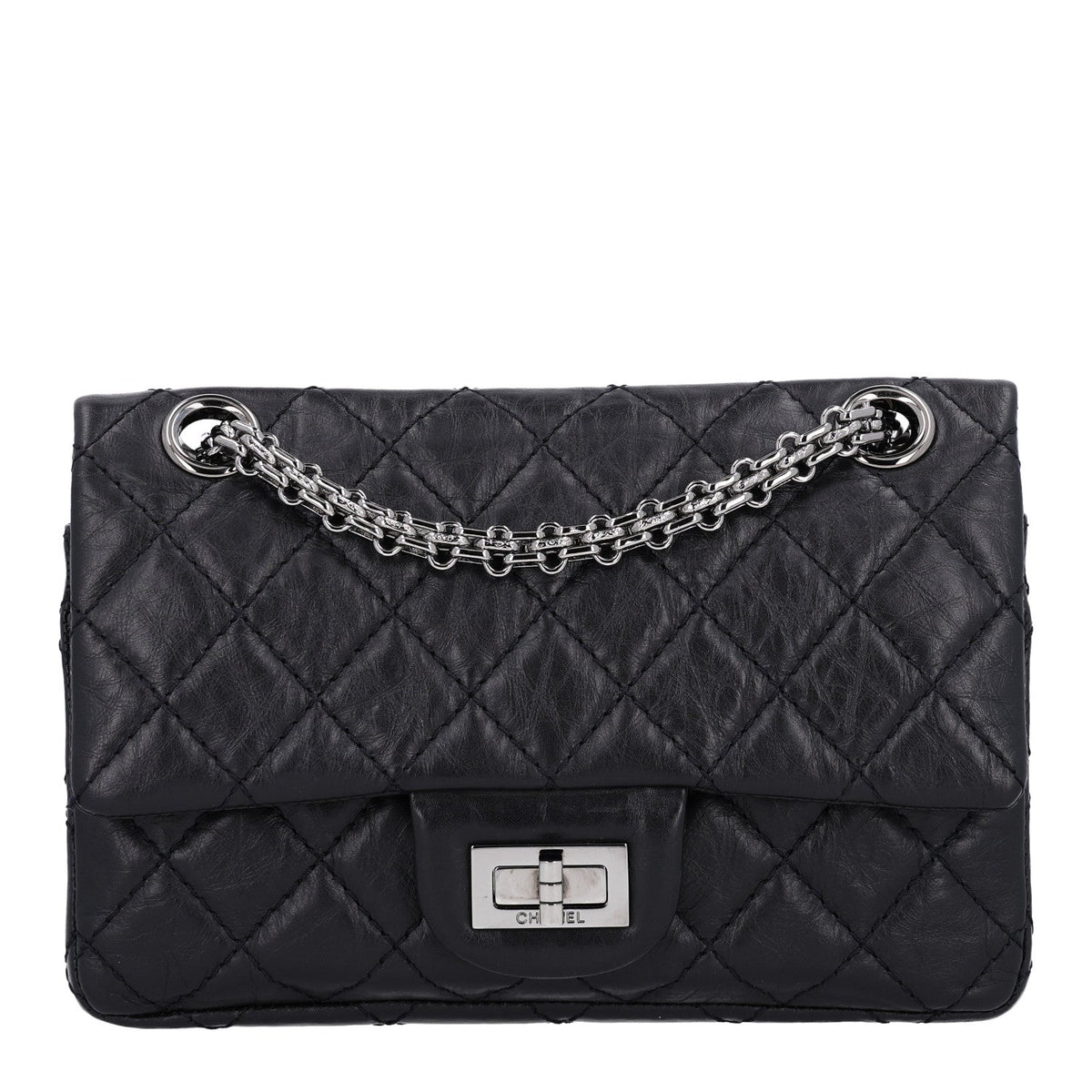 Aged Calfskin Quilted 2.55 Reissue Mini Flap Black