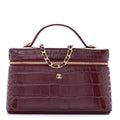 Calfskin Crocodile Embossed Crococo Exoticoco Vanity With Chain Dark Burgundy