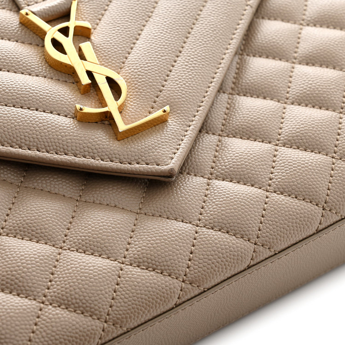 Grain De Poudre Textured Mixed Matelasse Medium Triquilt Monogram Satchel Dark Latte
