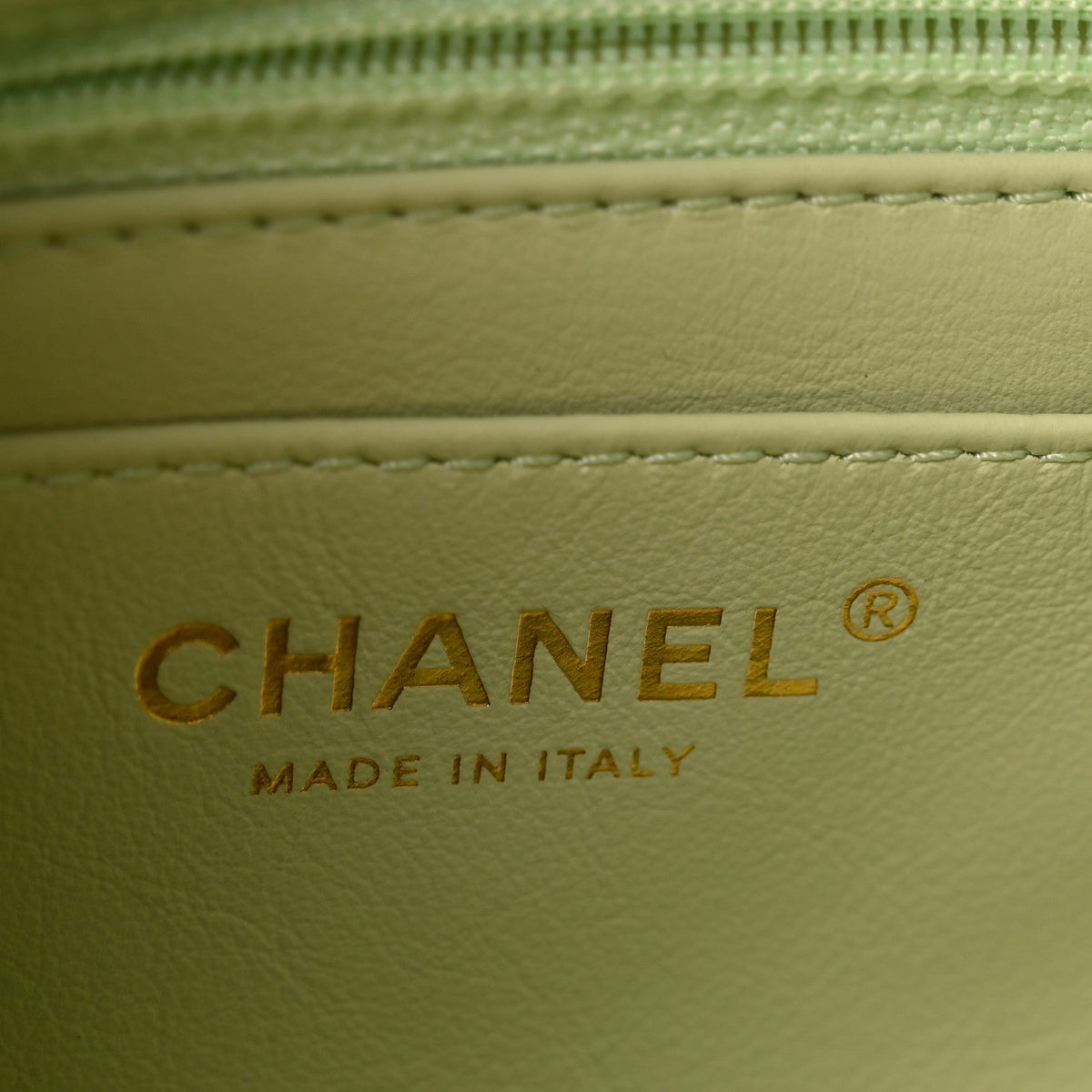 Lambskin Quilted Mini Pearl Crush Flap Light Green