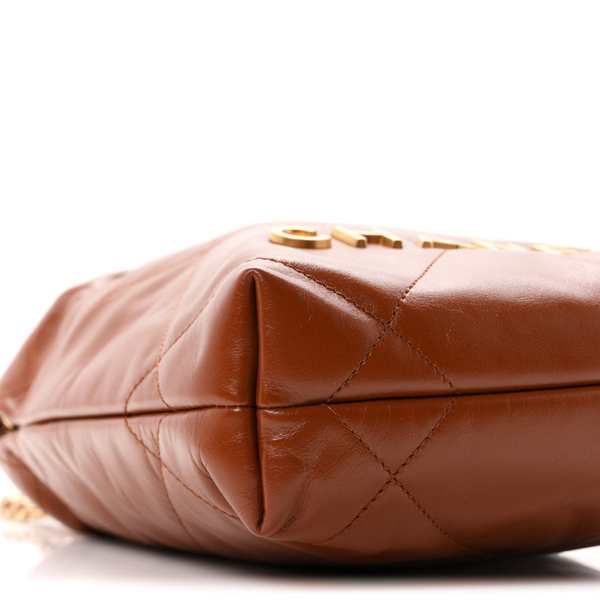 Shiny Calfskin Quilted Mini Chanel 22 Light Brown