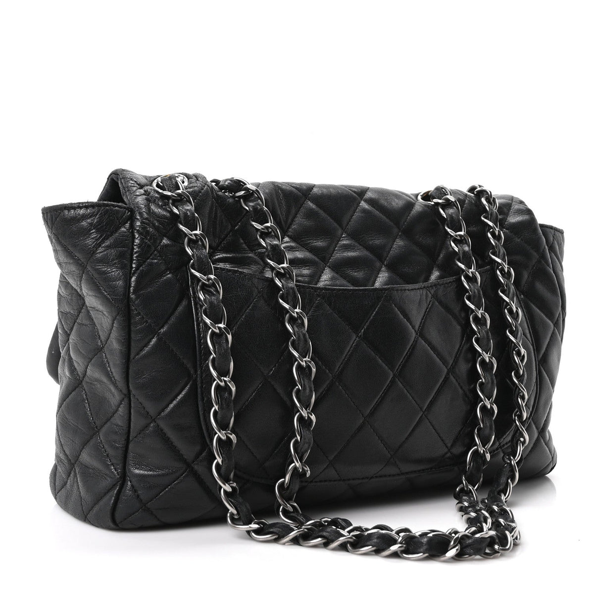 Lambskin Quilted Jumbo Single Flap Black
