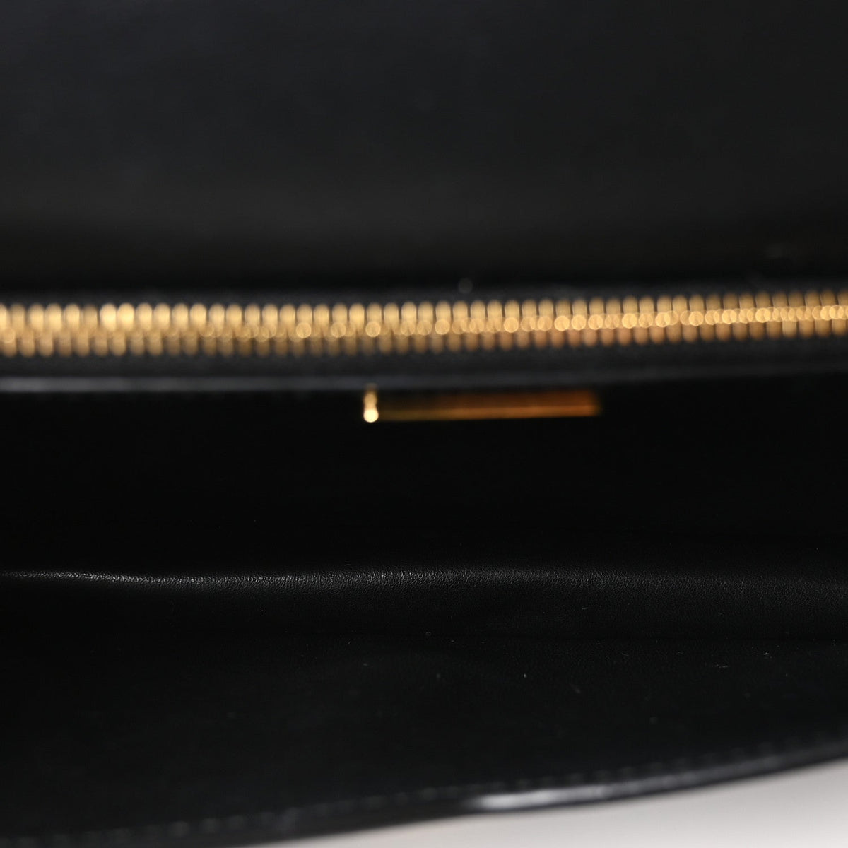 Saffiano Lux Metal Triangle Logo Mini Envelope Chain Shoulder Bag Black