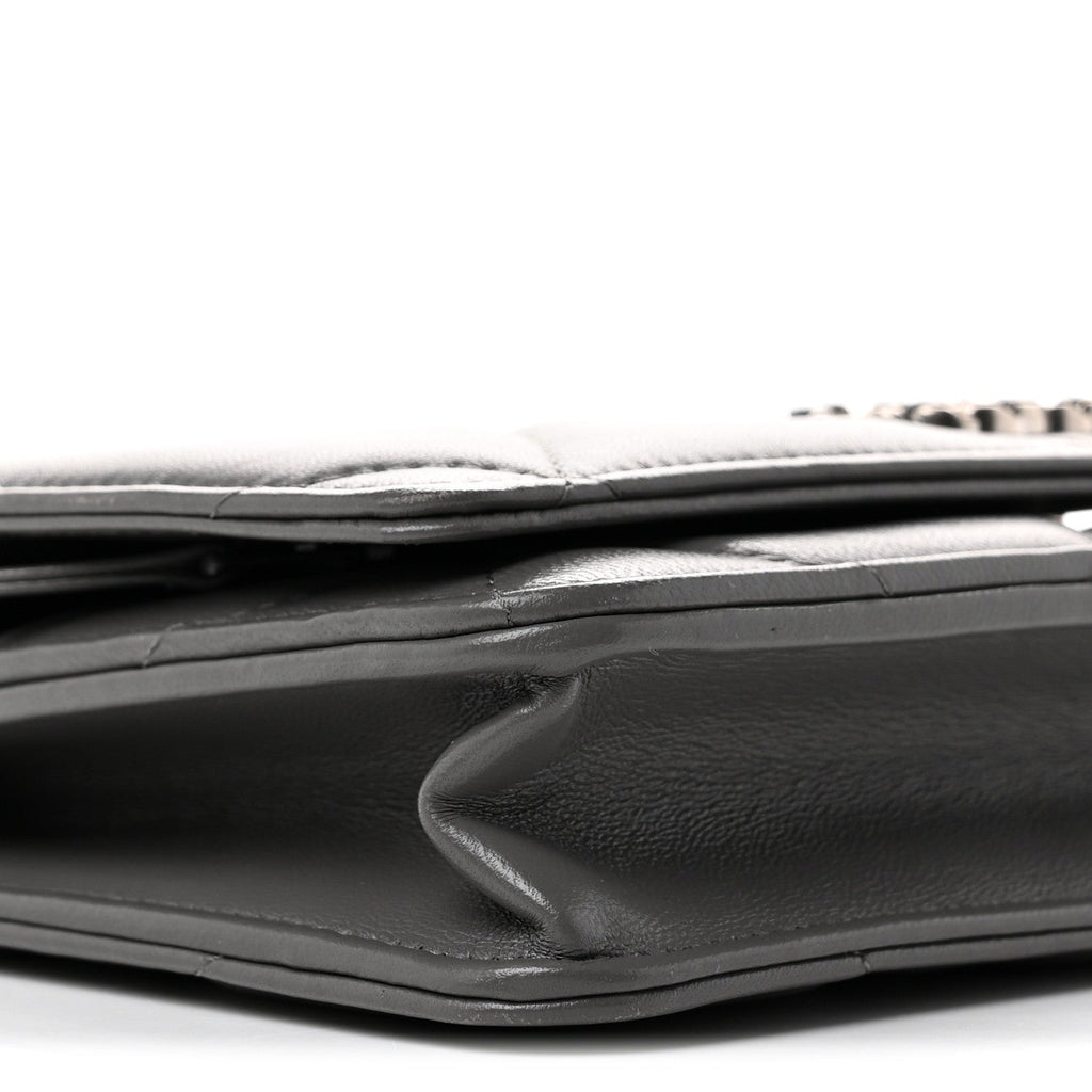 Lambskin Quilted Chanel 19 Wallet On Chain WOC Grey