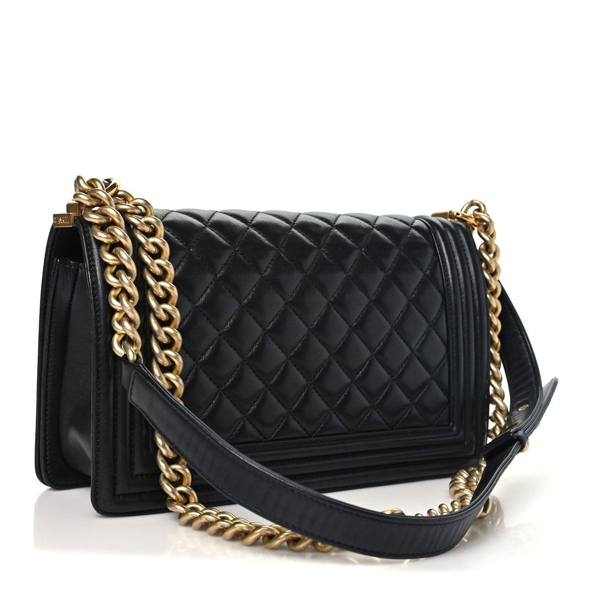 Lambskin Quilted Medium Boy Flap Black