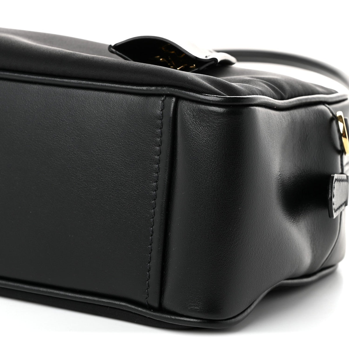 Re-Nylon Vitello Small Top Handle Padlock Bag Black
