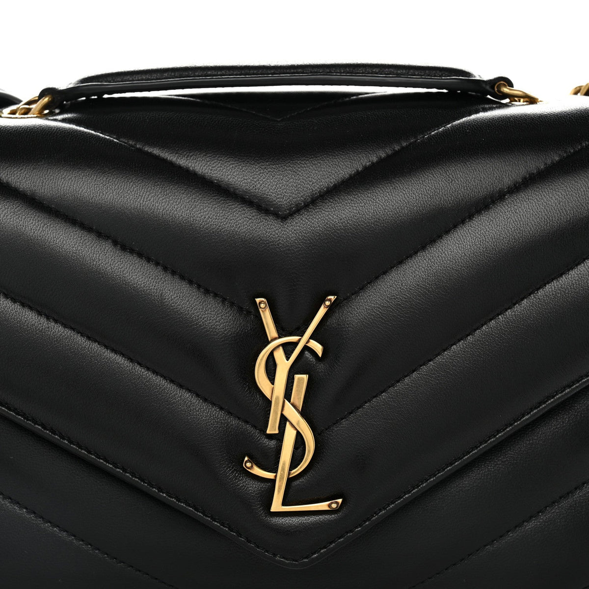 Lambskin Chevron Quilted Medium Loulou Black